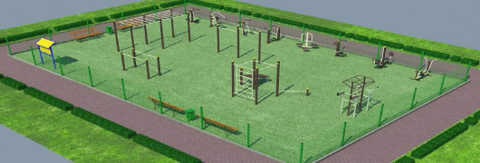 Проект спортивной воркаут площадки с уличными тренажерами в Кабардино-Балкарской Республике