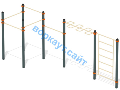 Воркаут турники с шведской стенкой и рукоходом  ВС-21 в Кабардино-Балкарской Республике