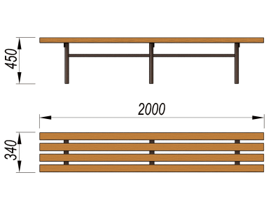 Двухметровая лавочка без спинки 2 м МАФ 1602 в Кабардино-Балкарской Республике