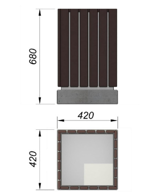Урна деревянная квадратная с бетонным основанием МАФ 1633 в Кабардино-Балкарской Республике