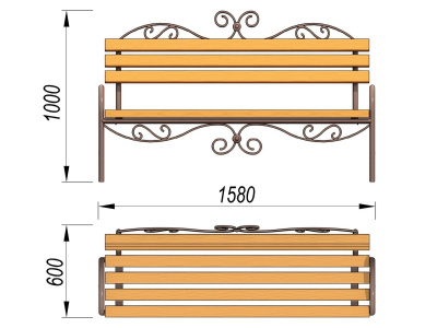 Лавочка кованная МАФ 1606 в Кабардино-Балкарской Республике