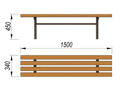Лавочка без спинки МАФ 1601 в Кабардино-Балкарской Республике