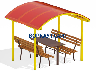 Стол и лавки под навесом МАФ 4005 в Кабардино-Балкарской Республике