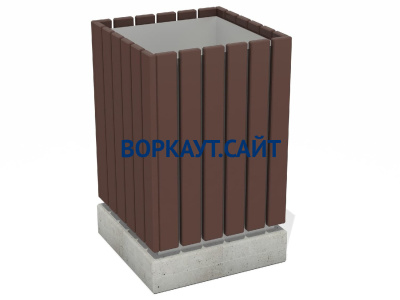 Урна деревянная квадратная с бетонным основанием МАФ 1633 в Кабардино-Балкарской Республике